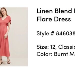 Ann Taylor Orange Fit and Flare Maxi Dress with Flutter Sleeves